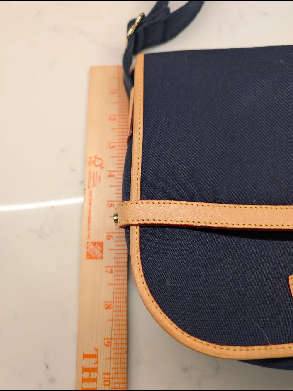Dooney & Bourke Cabriolet Navy Canvas Messanger Crossbody Bag with Tan Trim